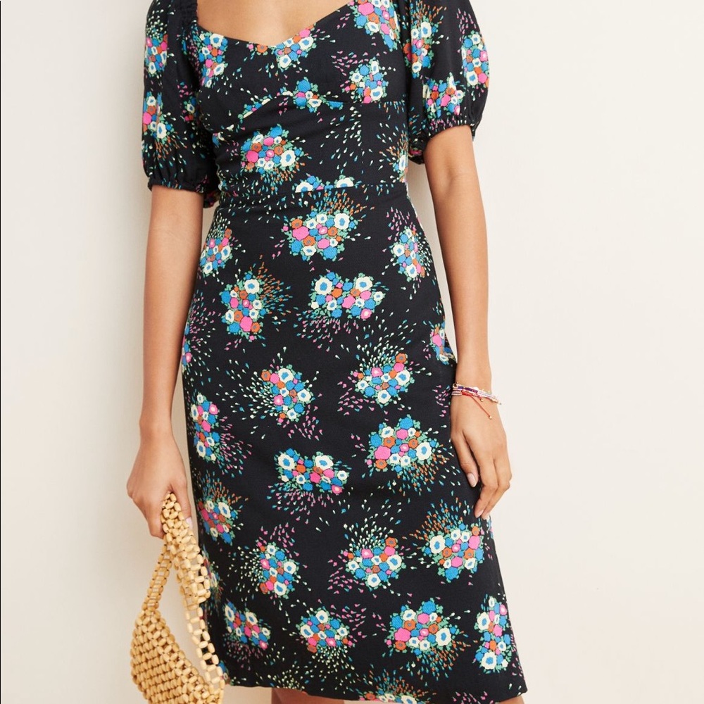 Anthropologie Scarletta Black Floral Dress